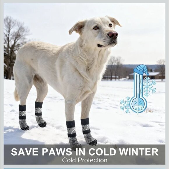 BEAUTYZOO 6PCS Dog Socks to Prevent Licking Paws for Cold Pavement, Winter S/M - Picture 3 of 5